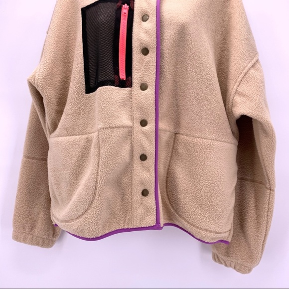 NEW Wild Fable Nude Snap Front Sherpa Jacket - Picture 4 of 7